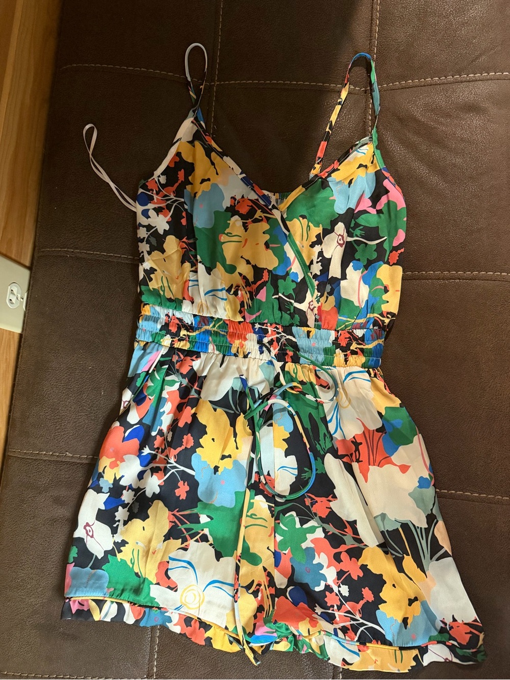 Floral Multicolor Spaghetti-Strap Romper